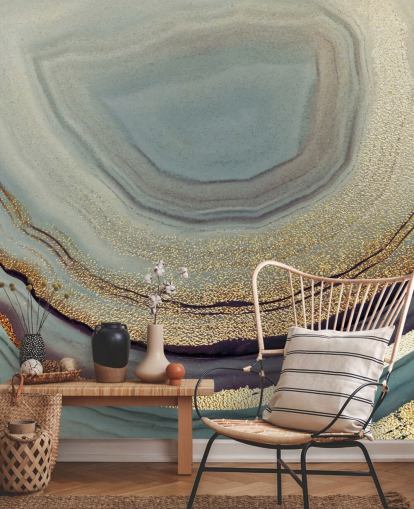 Gold- und Grau-Geode-Wandbild namens Gold Dust Grey Marble von Lara Skinner für Wohnzimmer, Schlafzimmer und Küchen