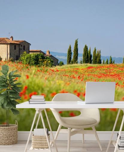 Vallmofält i Italien Väggmålning