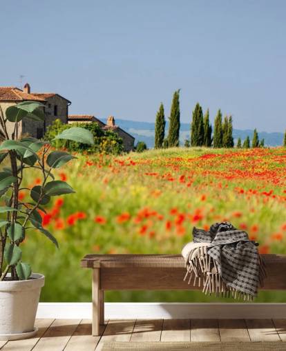 Poppy Field Italiassa Seinämaalaus