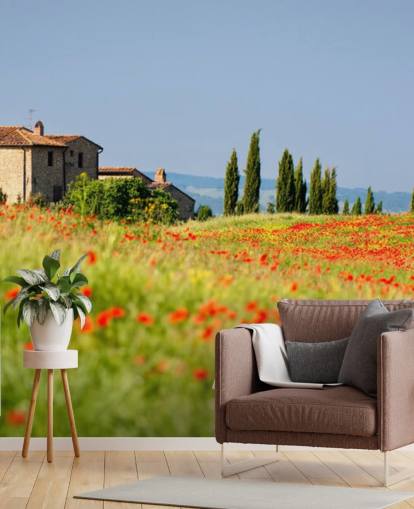 Poppy Field in Italy Wall Mural