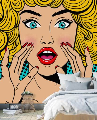 curly haired blond woman shouting wallpaper