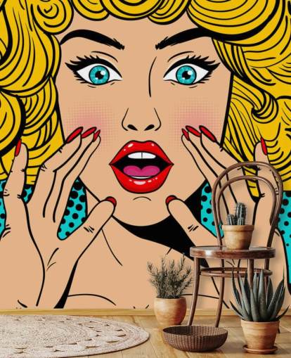 curly haired blond woman shouting wallpaper