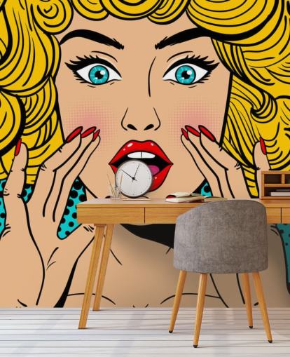 curly haired blond woman shouting wallpaper