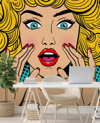 curly haired blond woman shouting wallpaper