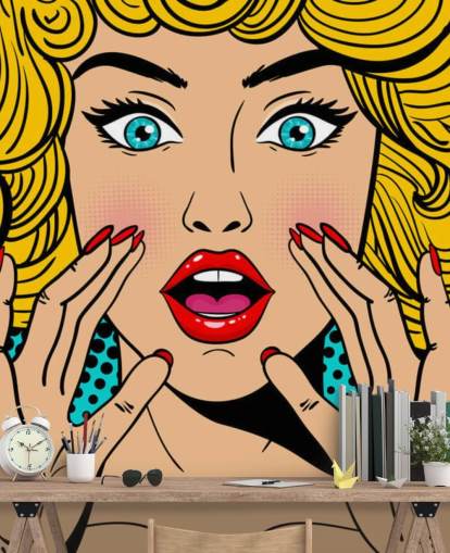 mujer rubia de pelo rizado gritando fondo de pantalla