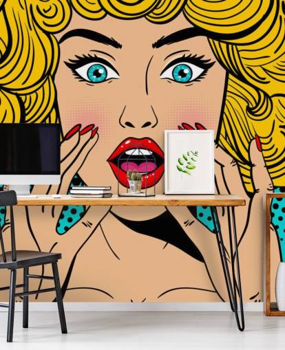 curly haired blond woman shouting wallpaper