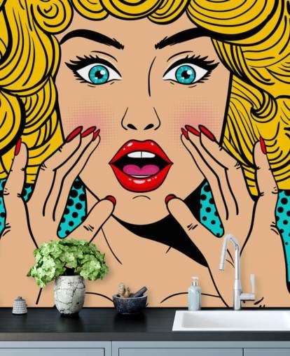 krullende blonde vrouw schreeuwend behang krullende blonde vrouw schreeuwend behang