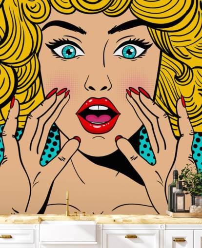 curly haired blond woman shouting wallpaper