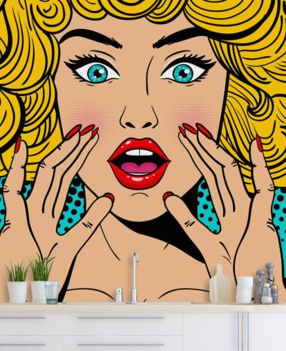 curly haired blond woman shouting wallpaper