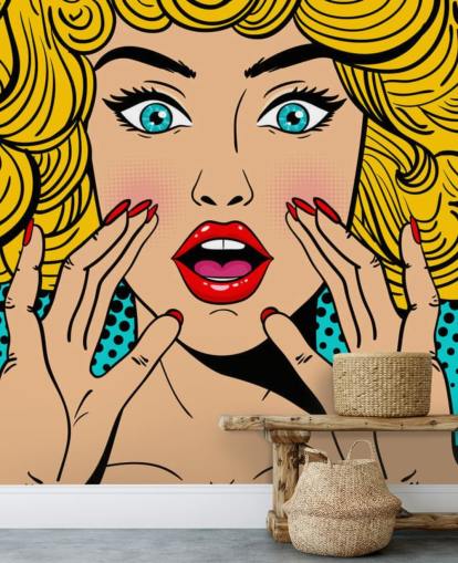 mujer rubia de pelo rizado gritando fondo de pantalla