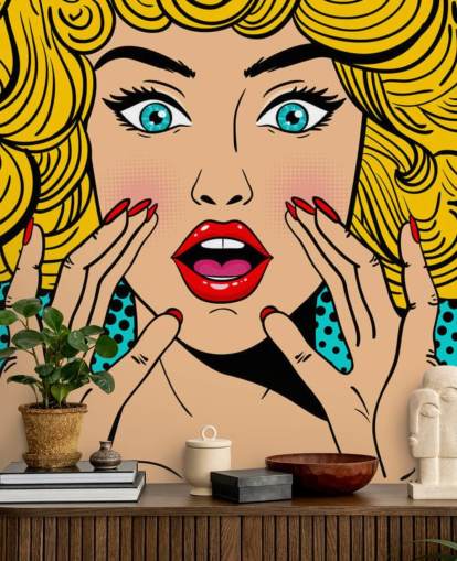 mujer rubia de pelo rizado gritando fondo de pantalla