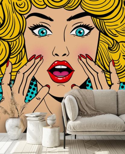 mujer rubia de pelo rizado gritando fondo de pantalla