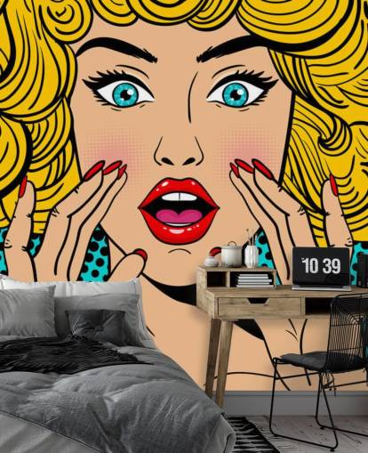 krullende blonde vrouw schreeuwend behang krullende blonde vrouw schreeuwend behang