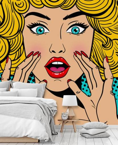 curly haired blond woman shouting wallpaper
