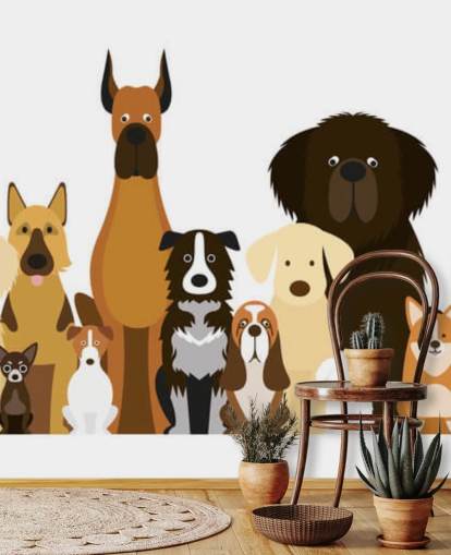 all dog breeds as cartoons wallpaper