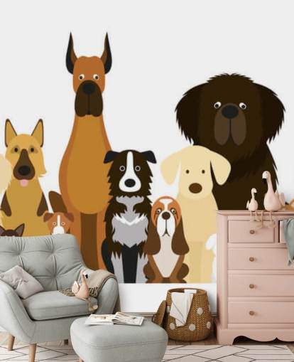 todas as raças de cães como papel de parede de desenhos animados