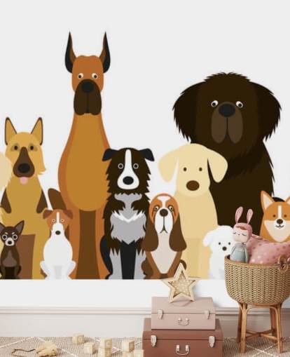 toutes les races de chiens comme fond d'écran de dessins animés