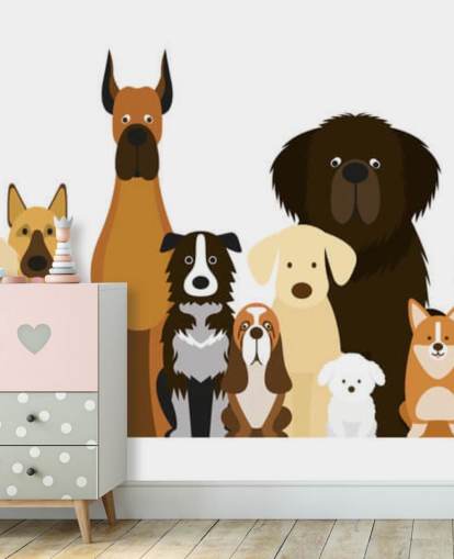 toutes les races de chiens comme fond d'écran de dessins animés