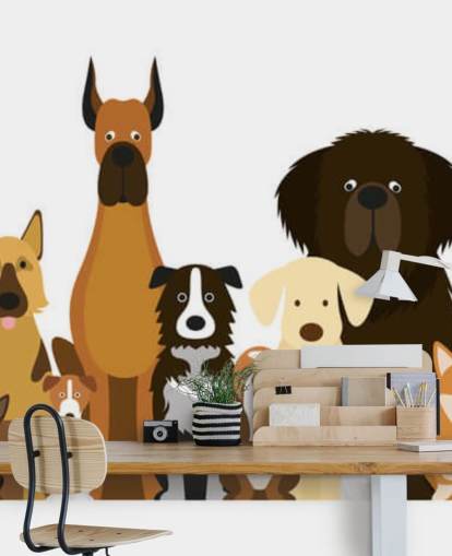 toutes les races de chiens comme fond d'écran de dessins animés