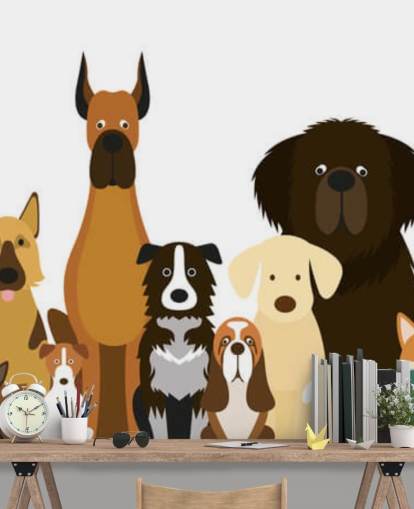 all dog breeds as cartoons wallpaper