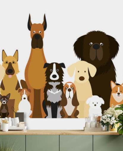 toutes les races de chiens comme fond d'écran de dessins animés