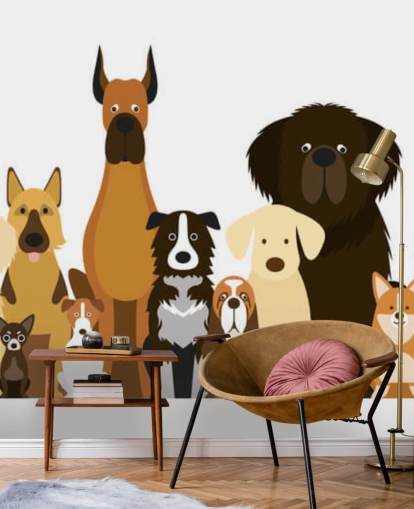 toutes les races de chiens comme fond d'écran de dessins animés