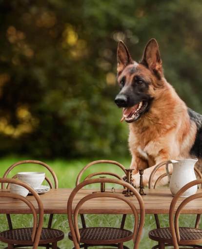 german shepherd jumping in a field wallpaper