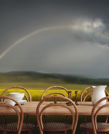 Regenbogen über Feld Tapete