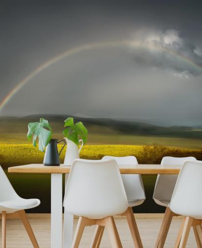 rainbow over field wallpaper rainbow over field wallpaper