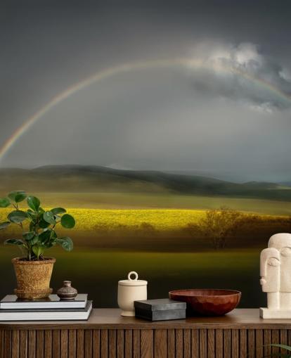 rainbow over field wallpaper rainbow over field wallpaper