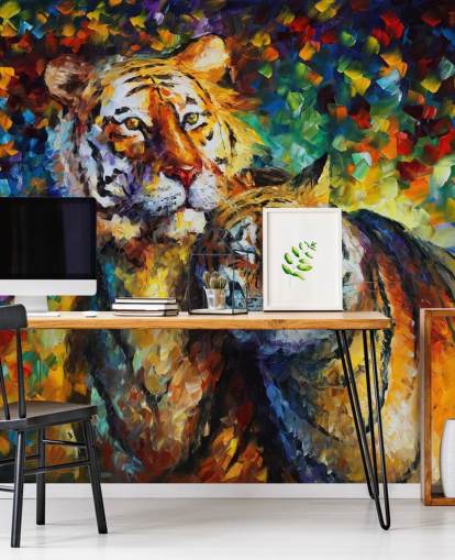 papel pintado de dos tigres pintados abrazándose