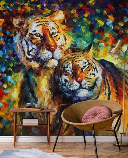 to malede tigre kæler tapet to malede tigre kæler tapet