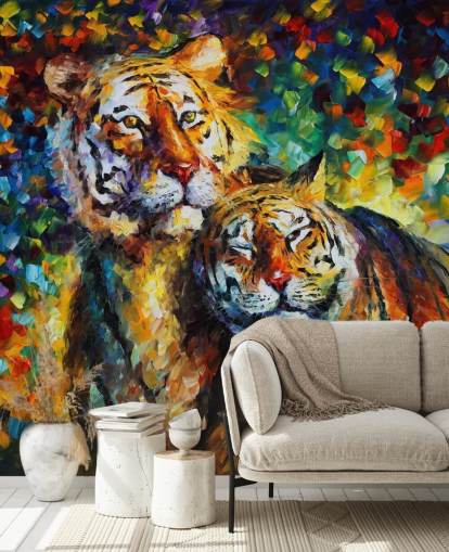 papel pintado de dos tigres pintados abrazándose papel pintado de dos tigres pintados abrazándose
