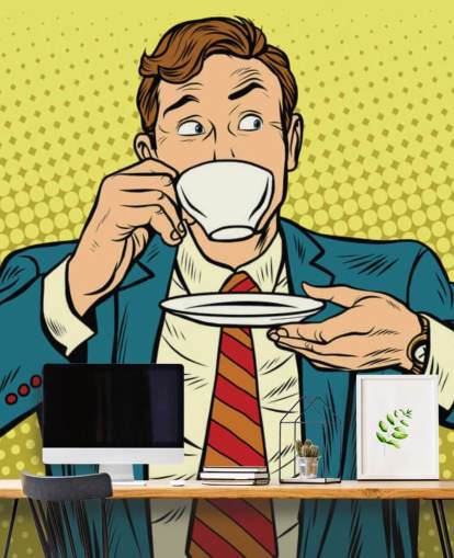 pop art man in suit drinking from a white tea cup wallpaper pop art man in suit drinking from a white tea cup wallpaper
