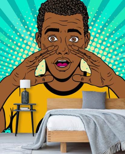 footballer in yellow t shirt shouting pop art wallpaper footballer in yellow t shirt shouting pop art wallpaper