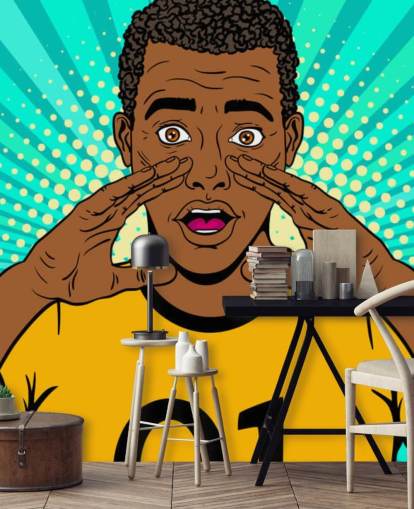 footballer in yellow t shirt shouting pop art wallpaper footballer in yellow t shirt shouting pop art wallpaper