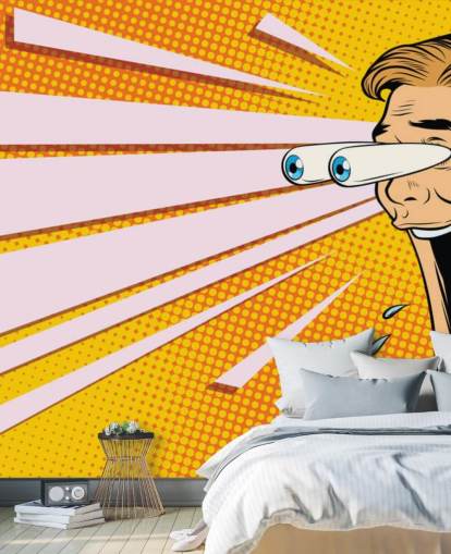 man drooling with jaw dropping and eyes popping out of head pop art wallpaper
