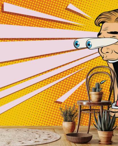 homem babando com o queixo caído e olhos saindo da cabeça papel de parede pop art