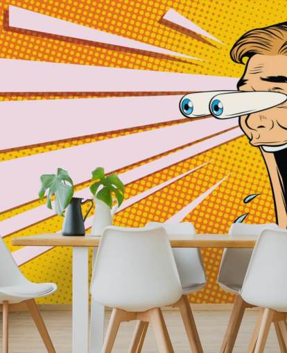 man drooling with jaw dropping and eyes popping out of head pop art wallpaper