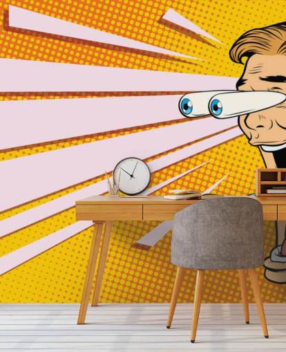 man drooling with jaw dropping and eyes popping out of head pop art wallpaper