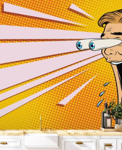 man drooling with jaw dropping and eyes popping out of head pop art wallpaper
