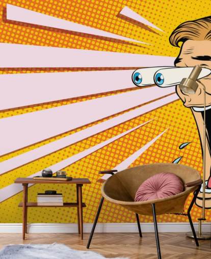 man drooling with jaw dropping and eyes popping out of head pop art wallpaper
