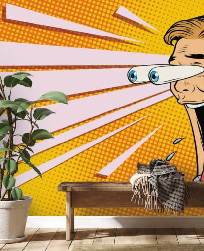 man drooling with jaw dropping and eyes popping out of head pop art wallpaper