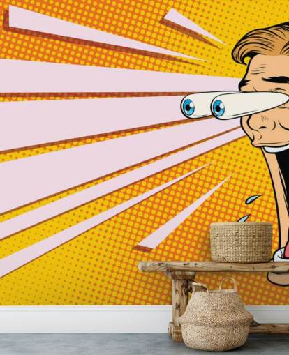 man drooling with jaw dropping and eyes popping out of head pop art wallpaper