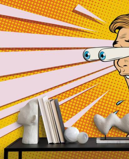 man drooling with jaw dropping and eyes popping out of head pop art wallpaper