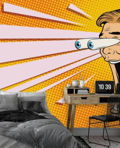 mann sikler med kjevefall og øyne som springer ut av hodet pop art tapet mann sikler med kjevefall og øyne som springer ut av hodet pop art tapet