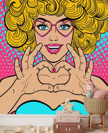 menina de cabelos loiros encaracolados fazendo um coração de amor com as mãos papel de parede retro menina de cabelos loiros encaracolados fazendo um coração de amor com as mãos papel de parede retro