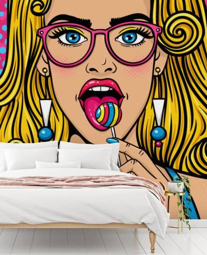 fille blonde portant des lunettes avec sucette dans la bouche papier peint fille blonde portant des lunettes avec sucette dans la bouche papier peint