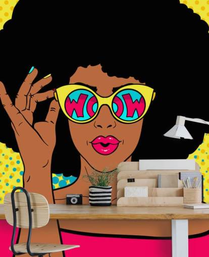 papier peint d'une dame afro portant des lunettes qui disent « wow in them » papier peint d'une dame afro portant des lunettes qui disent « wow in them »