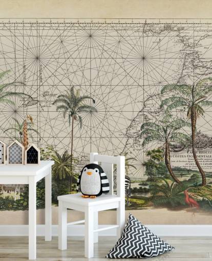 giraffe, zebra and tropical bird in western African jungle against a vintage map background wallpaper giraffe, zebra and tropical bird in western African jungle against a vintage map background wallpaper